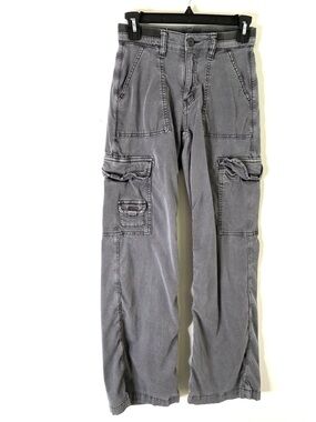American Eagle Outfitters Grey Baggy Wide Leg Cargo Pants Vintage Wash